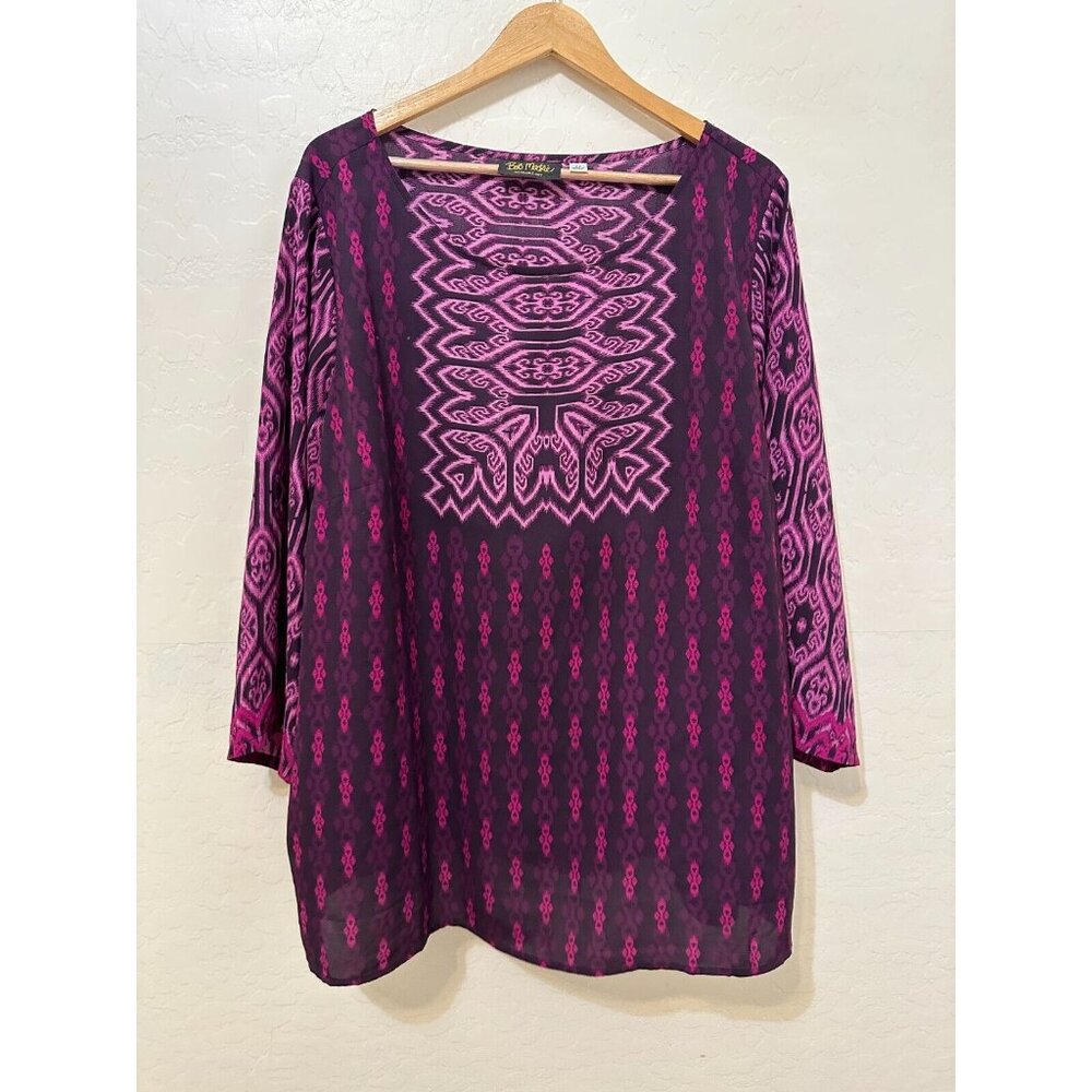 Bob Mackie Woman Aztec Print Tunic Size 2X Beachy Western Festival Resort Travel